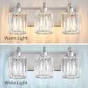 Modern Vanity Light 3-Lights Brushed Nickel Vanity Light Crystal Bathroom Wall Light Bathroom Light Fixtures with Round Shade (Exclude Bulb)