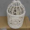 JHY DESIGN 6 Pcs Wedding Centerpieces 5.5 inch Height Small Metal Candle Stick Holder Hanging Birdcage Tealight Lantern Hollow Candle Holders for Table Valentine Patio Indoor Outdoor (Cream White)