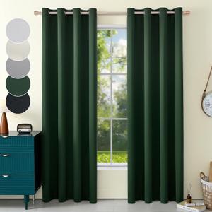 2 Panels Set Blackout Curtains Drapes, Room Darkening Insulated Thermal Window Panels for Bedroom, Living Room, Elegant Decorative Thicken Window Treatments, 52 X 72 in (W X L), Dark Green (52"W x 72"L (Pack of 2), Dark Green)