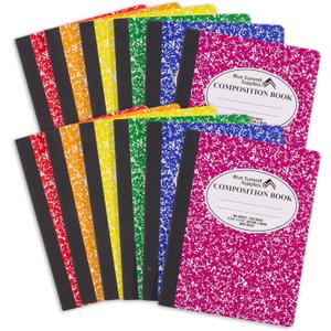 Blue Summit Composition Notebook Wide Ruled, Assorted Color Wide Ruled Composition Notebook, Marble, 100 Sheets per Book, Bulk 12 Pack