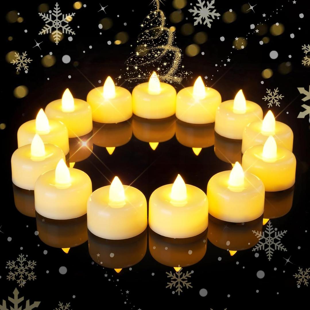 Raycare 100Pack Flameless Candles, Battery Operated LED Tea Lights, Long Lasting Fake Candles, Electric Candles for Wedding, Holiday Party, Centerpieces, Home Decor, Halloween, Christmas (Ivory)