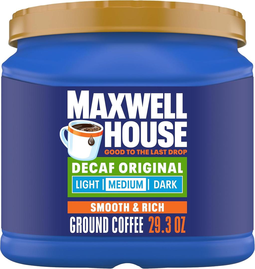 Maxwell House Decaffeinated Original Medium Roast Ground Coffee, 29.3 oz Canister (EXP 11/18/26)