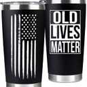 Gag Christmas Gifts for Men, Dad from Daughter, Son - 30th, 40th, 50th and 60th Birthday Gifts for Men, Grandpa - Funny Old Man Gift, Old Lives Matter Tumbler 20oz (Black)
