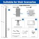 Muzata 42" Brushed Cable Railing Post Surface Mount Angle Drilled PS01 LA4L