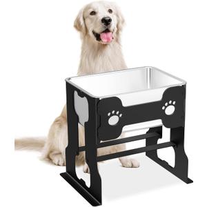 2.4 Gallon Elevated Large Dog Water Bowl with Full Metal Stand, 14.2" Raised Stainless Steel Bowl for Large Breed, Dog Feeding Station for Relief Joint Pressure, Easy to Clean, Indoor & Outdoor Uses