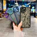 for iPhone 15 Case, Flowers Butterfly Slim Hard PC Frosted Shockproof Drop Protection Cover, Translucent Matte Floral Phone Case for Women Girls 6.1" - Purple