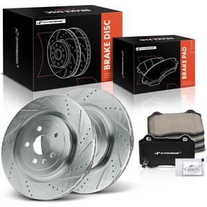 Rear Drilled and Slotted Brake Disc Brake Rotors 55163 14.37 inch / 365 mm Fit for CADILLAC CTS 2009-2014 2016-2019 | CHEVROLET CHEVY CAMARO 2010-2015 2017-2019