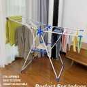 Clothes Drying Rack, Foldable 2-Tier Drying Racks for Laundry, Large Foldable Laundry Stand with Height-Adjustable Gullwings, for Clothes, Towels, Linens, Indoor/Outdoor, BlueWhite 58“