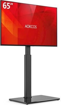 AOKCOS Floor TV Stand with Mount for 32-65 inch TVs - 60 Degree Swivel TV Mount Stand - Height Adjustable - 88lbs Load - Max VESA 400x400 - Tempered Glass Base