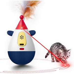 Laser Cat Toys for Indoor Cats, Automatic Interactive Cat Toy, Rechargeable 360 Auto-Spin Self-Balancing Laser Pointer with Catnip Hole & Feather, 3-Speed Random Trajectories for Bored Cats
