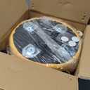 Wimarsbon Storage Ottoman, Modern Round Footrest with Soft Padded Seat, Teddy Velvet Footstool with Wood Legs, Accent Small Table or Plant Stand for Hallway, Living Room (Brilliant Yellow)