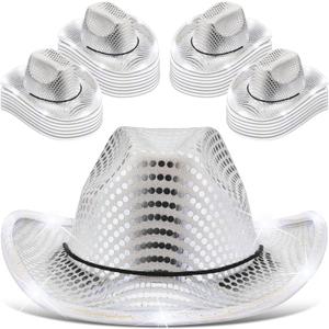 Tisancy LED Lights Cowboy Cowgirl Hat Flashing LED Lights Cowgirl Hat for Wedding Western Bachelorette Party,40pcs