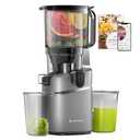 AMZCHEF Juicer Machines, 5.8" Extra Self-Feeding Cold Press Juicer for Whole Vegetable & Fruit, Juice Extractor Machine with Large Auger & Triple Strainers, Easy to Clean, High Juice Yield, Grey