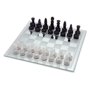 CHH Glass Chess Set – Avant-Garde Black Frosted Pieces with Mirror Board – Modern Strategy Game for Adults & Teens – Decorative Glass Chessboard Gift Set