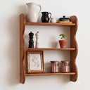 Floating Shelves For Wall - 100% Solid Wood Wall Shelf 3-Tier, Vintage Shelf Wall Mounted Storage Rack, Farmhouse Decor Hanging Shelf For Decor Kitchen, Dining Room, Living Room,Bedroom -Light Walnut, 19"L x 15.5"W x 4.8"H