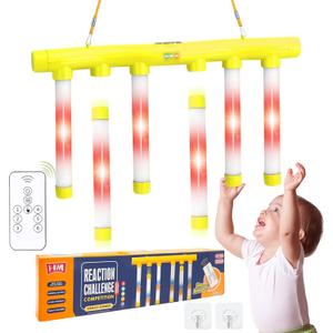 OCES Reflex Stick Game, Reflex Light-Up Sticks Reaction Training Hand Speed Challenge Game, Upgrade Hand Eye Coordination Training Toy Remote Control 3 Adjustable Speed (Light-Up Yellow)