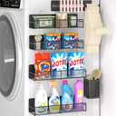 Magnetic Shelves for Washing Machine 6 Pack, Heavy-Duty Metal Magnetic Laundry Organizer Black W/ Hanger Organizer, Tool Holder, Space Saving Shelf for Home Kitchen Closet & Laundry Room Organization