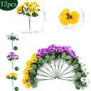 Hananona 12 Bundles Artificial Flowers Outdoor UV Resistant Artificial Silk Pansies Faux Plastic Flower in Bulk Fake Outdoor Plants(12, Yellow, White, Purple)