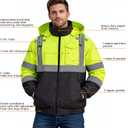 Shine Bright High Visibility Bomber Jacket – Hi Vis Reflective Safety Jacket, Insulated Winter Work Jacket, ANSI Workwear for Construction & Road Crews, Size XL