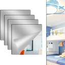 4 Pack Acrylic Mirrors for Wall,10 x 10 Inch Self Adhesive Frameless Small Mirror Tiles, Flexible Plastic Mirror Sheets for Bedroom Home Gym Door (10"X10"-4Pcs)