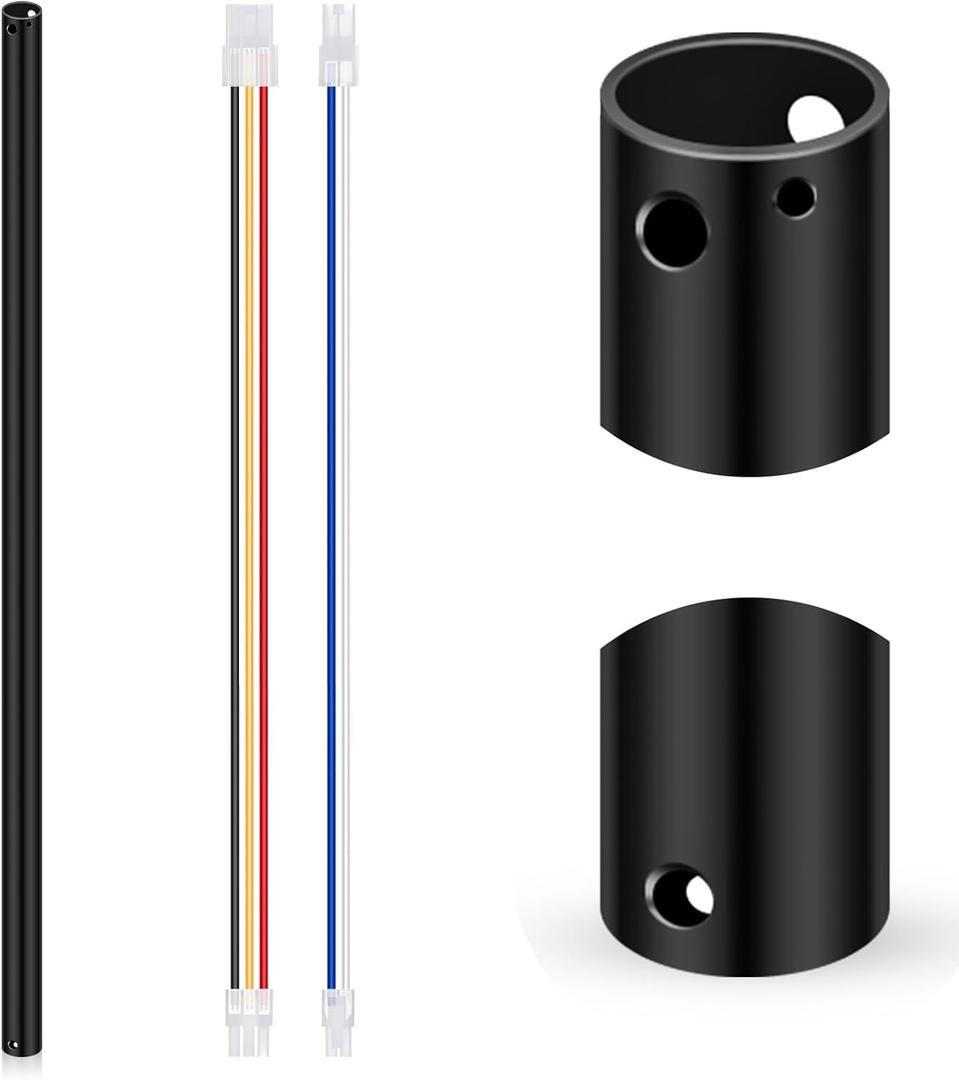 VIHOSE 36 Inch Ceiling Fan Downrod with Extension Cord 3 ft Black Downrod for Ceiling Fan 1 Inch Outside Diameter Not Threaded Suitable for a Wide Range of Fans