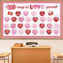 Valentines Day Bulletin Board Decorations - Shejdgart Valentines Day Classroom Decorations Set Red Pink Heart Love Yourself Paper Cutouts Bulletin Board Decor Door School Office Wall Decor Supplies