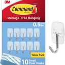 Command Small Clear Wire Toggle Hooks, 10 Wall Hook and 12 Strips, Damage-Free Hanging with Adhesive, Great for Hanging, Organization and Storage, Holds up to 0.5 lb