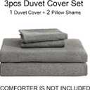 PURE ERA Jersey Knit Duvet Cover Set 100% T-Shirt Cotton Super Soft Comfy 3pc Bedding Set with Zipper Closure (Heather Dark Grey,Queen)