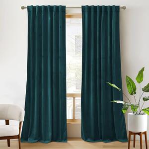 Living Room Curtains, Vintage Velvet Drape Soft Durable Texture Room Darkening Privacy Window Treatment Decorative Backdrop Thermal Curtain for Bedroom, W52 x L90 inch, 2 Panel