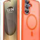 YENAPOON for Samsung Galaxy S26 Case, Matte Magnetic Phone Cover [with 1 Screen Protector] [Support for MagSafe] [Shockproof Military Grade Protection] Translucent Frosted Back, Orange