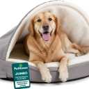 Furhaven 44" Round Orthopedic Dog Bed for Large Dogs w/ Removable Washable Cover, For Dogs Up to 80 lbs - Sherpa & Suede Snuggery - Gray, 44-inch (Jumbo)