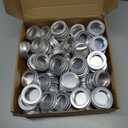 Zubebe 100 Pcs Aluminum Tin Jar Refillable Containers Clear Top Screw Lid Round Tin Container Bottle for Cosmetic, Cream, Diamond Painting, Salves, Balms, Lip Balm, Spices or Others, Silver (1 oz)