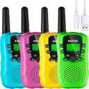 Walkie Talkies for Kids 4 Pack, 3 Miles Long Range Walkie Talkie Rechargeable with Clear Sound, Outdoor Toys for Boys Girls, Backyard, Travel, Christmas Birthday Gifts for 3 4 5 6 7 8 9 Year Old Kids