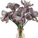 5pcs Iris Artificial Flower Real Touch PU Faux Flower 17.7" Bean Iris Flowers with Flower Bud for Home Table Centerpieces Wedding Floral Arrangements (Bean)