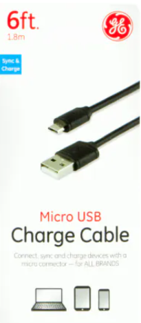 GE USB Micro Cable 6 Ft USB /Am