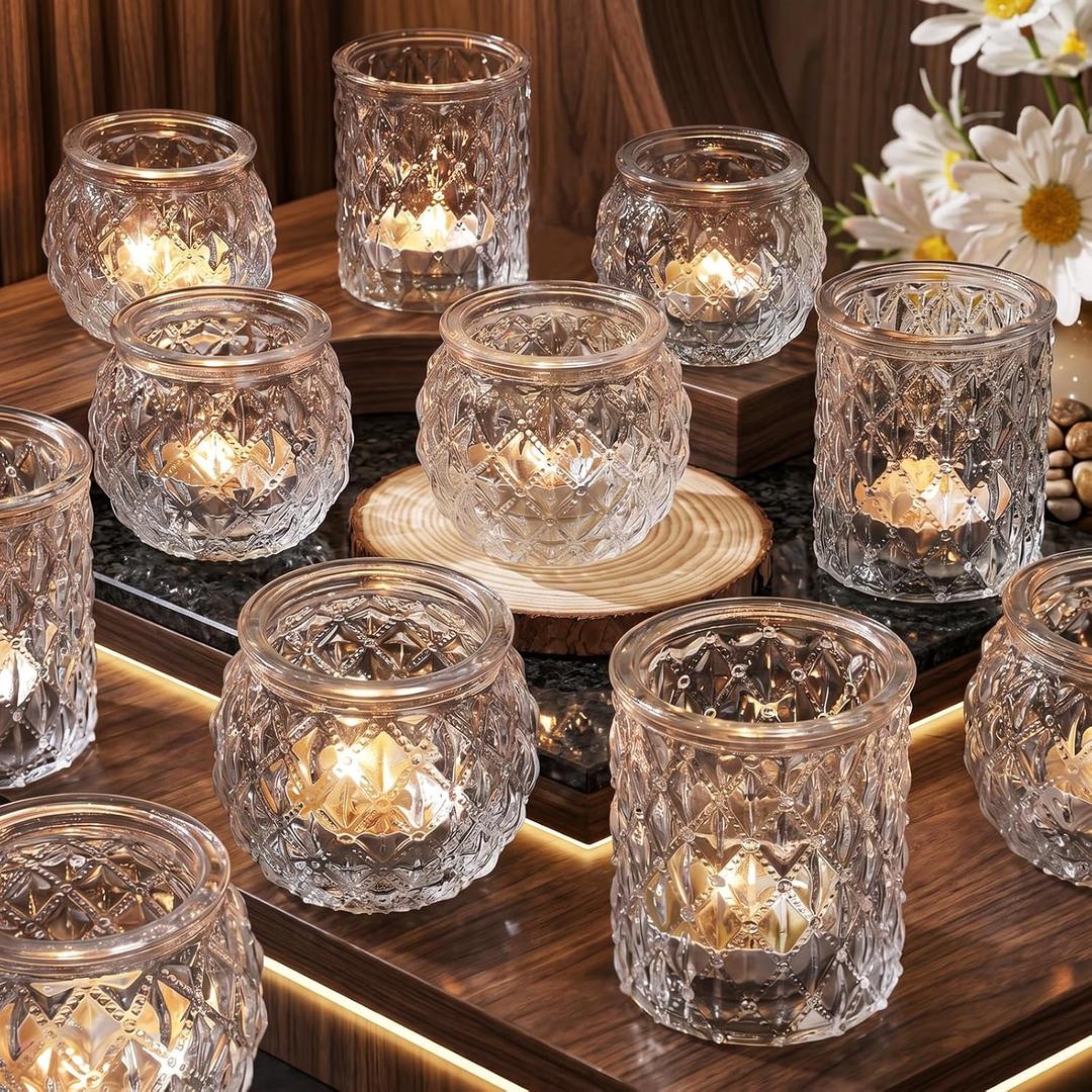 36pcs Clear Votive Candle Holders for Table Centerpiece, Glass Tea Light Candle Holder Set for Wedding Decor Home Party Decoration