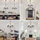 5-Light Farmhouse Glass Chandelier, Modern Black Chandelier for Dining Room Island Lights Industrial Hanging Foyer Lighting Fixtures Chandeliers for Entryway Kitchen Living Room Adjustable Height