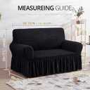 NICEEC Loveseat Slipcover Black Loveseat Cover 1 Piece Easy Fitted Sofa Couch Covers Universal High Stretch Durable Furniture Protector Love Seat with Skirt Country Style (2 Seater Black)