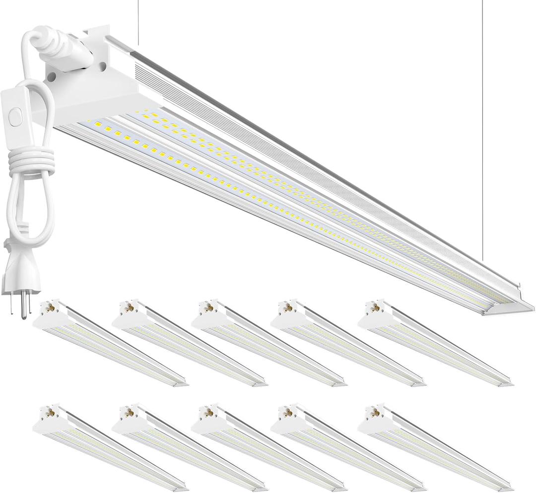 ELEKICO Upgrade Hanging | Surface Mount 4' Led Shop Lights for Workshop 4FT 10pack, Super Bright 10000LM 5000K 60W Linkable 4FT Led Shop Light for Workshop Garage Factory Warehouse Shop Workbench
