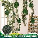 1 Set/23 Pcs Jungle Party Decoration Kit, 10 x 13 ft Netting with Tropical Rainforest Theme Leaves and Artificial Rattan Greenery Garland for Hawaiian Luau Rainforest Indoor Outdoor Decoration