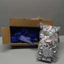 4 Ft Artificial Mini Blue Christmas Tree with 100 Warm White Light 68 Ornaments 3D Star Christmas Ball Bow Snowflake Gift Box Deer Timer Battery Operated Xmas Tree Hanukkah Decorations for Home Party