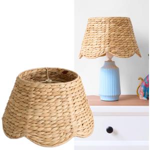 Wicker Lamp Shade 13 Inch, Natural Water Hyacinth Empire Lamp Shade for Table Lamps with Spider Fitter, Boho Farmhouse Coastal Light Shade for Bedside (8.3 Top x 13 Bottom x 7.5 Height)