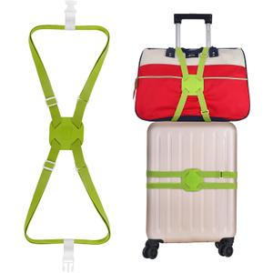 GUANJUNX Luggage Straps Bag Bungees for Add a Bag Easy to Travel Suitcase Elastic Strap Belt Long Green (Gb-002)