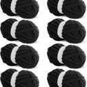 HOMBYS Black Chunky Chenille Yarn for Crocheting, Bulky Thick Fluffy Yarn for Knitting,Super Bulky Chunky Yarn for Hand Knitting Blanket, Soft Plush Yarn, 3 Jumbo Pack