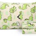 Salt Earth 100% Cotton 210TC Kids Bedsheet, Twin Sheets Set for Toddler Bed, 3 Piece Bedding Set Including Flat Sheet, Fitted Sheet, and Pillowcase, Themed Cute Sheets for a Playful Kids Bed (Dino)