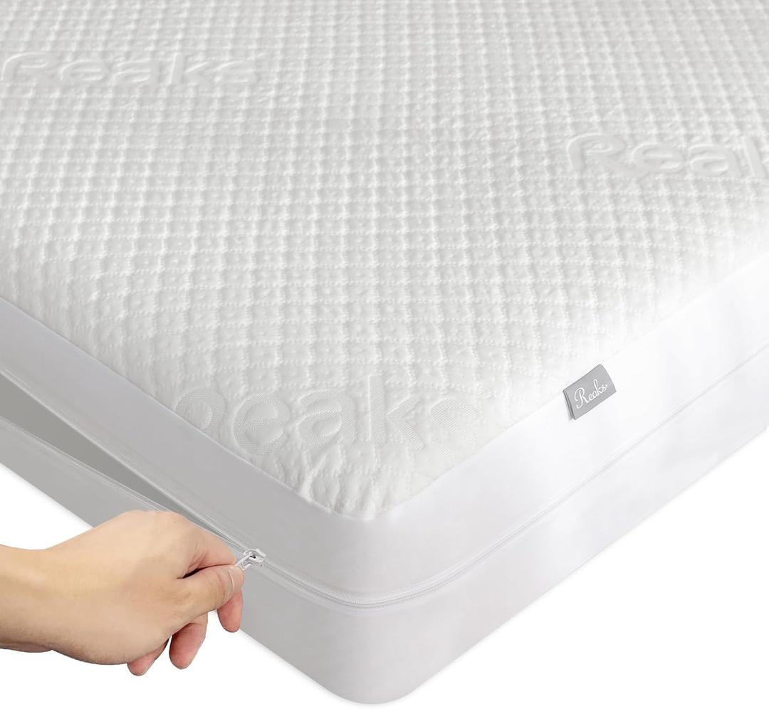 Queen Size Mattress Protector with Zipper - 100% Waterproof Zippered Mattress Cover - Soft & Cooling Noiseless Bed Mattress Covers - Top Removable Mattress Encasement 10-12" Deep