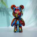 Graffiti Bear Statue Decor for Home, Resin Animal Sculpture Ornament for Indoor Room (Type D)