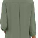 Wrinkle Free Button Down Shirts for Women Charm Slim-Fit Long Sleeve Formal Solid Dress Shirt Blouses Tops (Medium, Army Green)