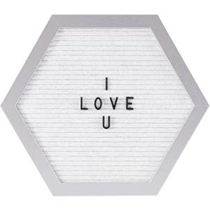 Melannco Felt Letter Board, Hexagonal, with Letters & Numbers, for Announcements, White & Silver