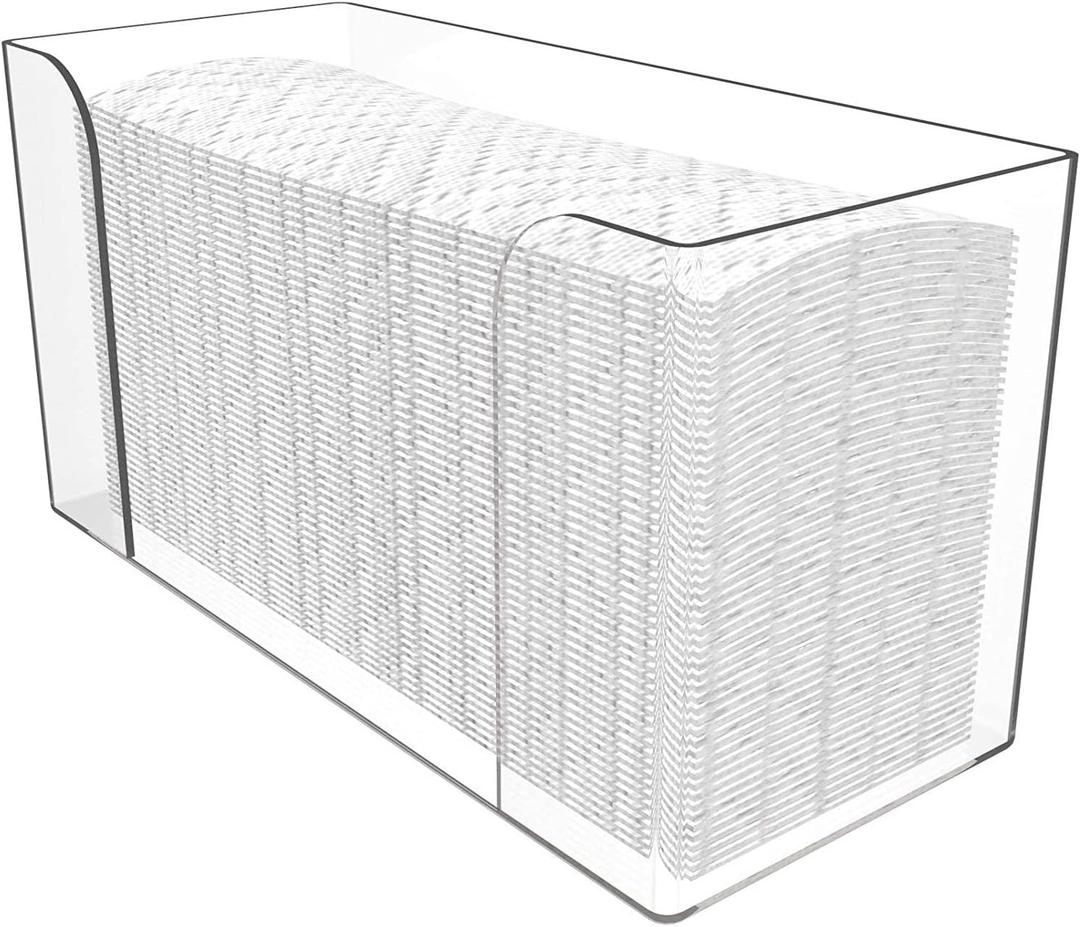 Clear Bathroom Paper Towel Dispenser,11 Long Acrylic Trifold Paper Towel Holder,Lucite Multifold Paper Towel Dispenser for Papertowel,Z-fold,Folded,C fold,Tri Fold and Paper Napkin Holder, Pack of 1